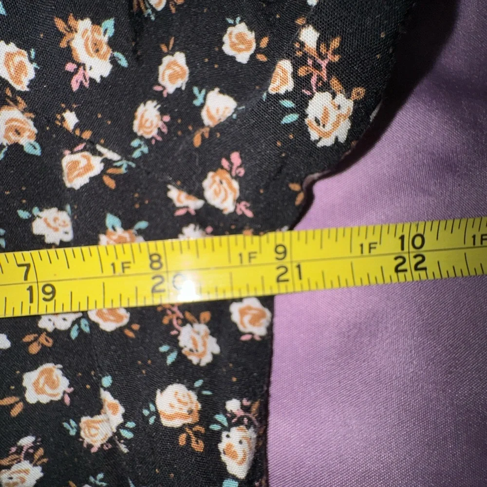 Natural Life Rebecca Midi Dress Black Cream Rose Floral Pockets Boho Sz Large - Picture 9 of 15